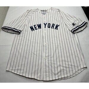 VTG Starter MLB New York Yankees Pinstripe Jersey Size XL White Navy Blue